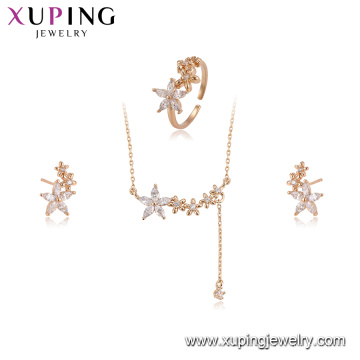 64495 Xuping elegante estrela em forma de jóias de ouro projeta fotos atacado três peças conjunto de jóias para amostra grátis